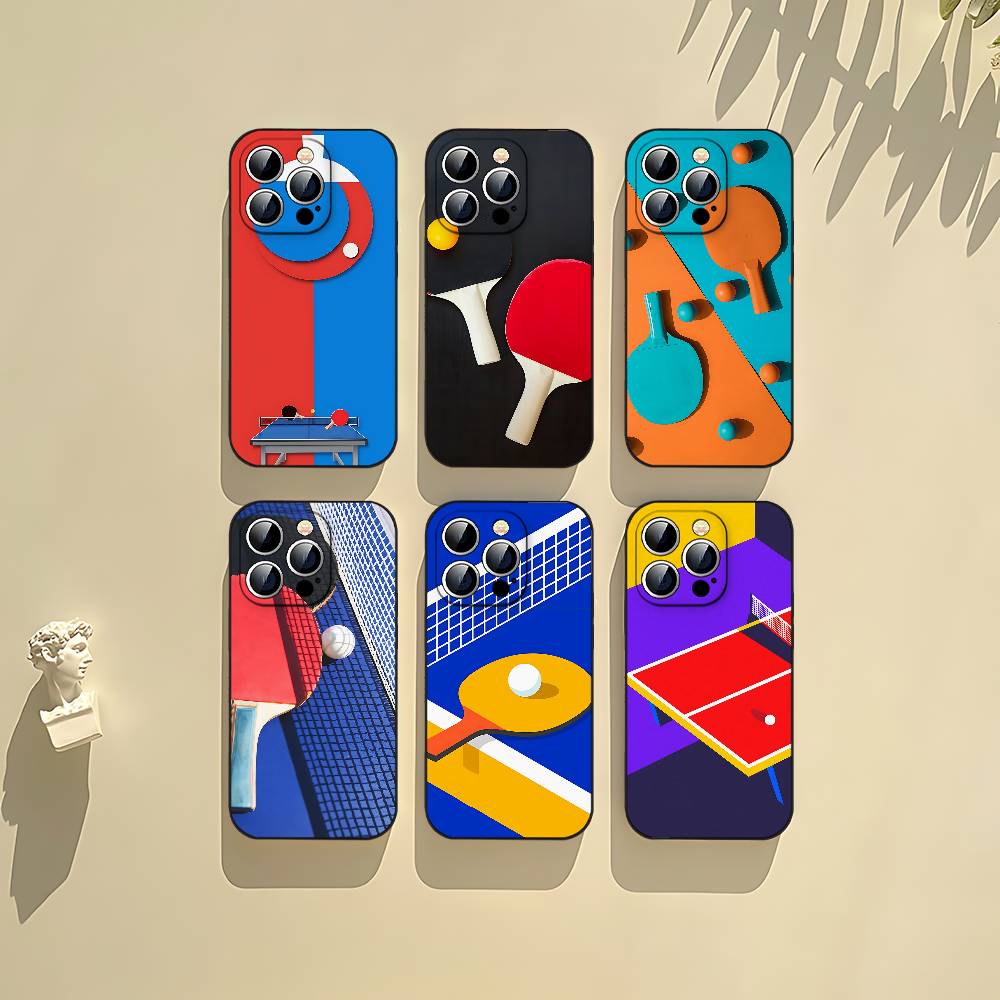 Table Tennis Pro Pc - Coque de téléphone noire motif raquette